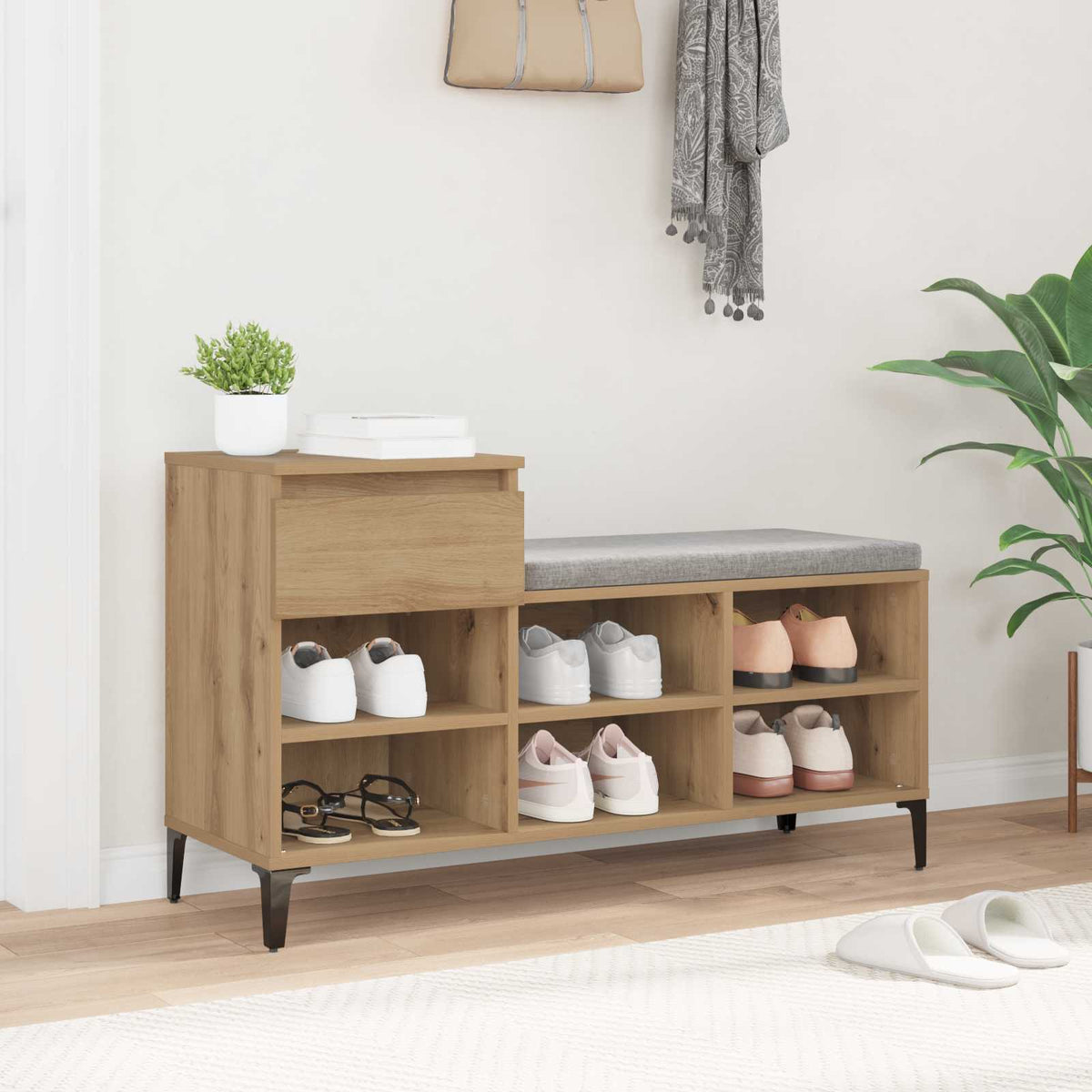 Sko skab 102 x 36 x 60 cm Konstrueret træ Artisan-eg