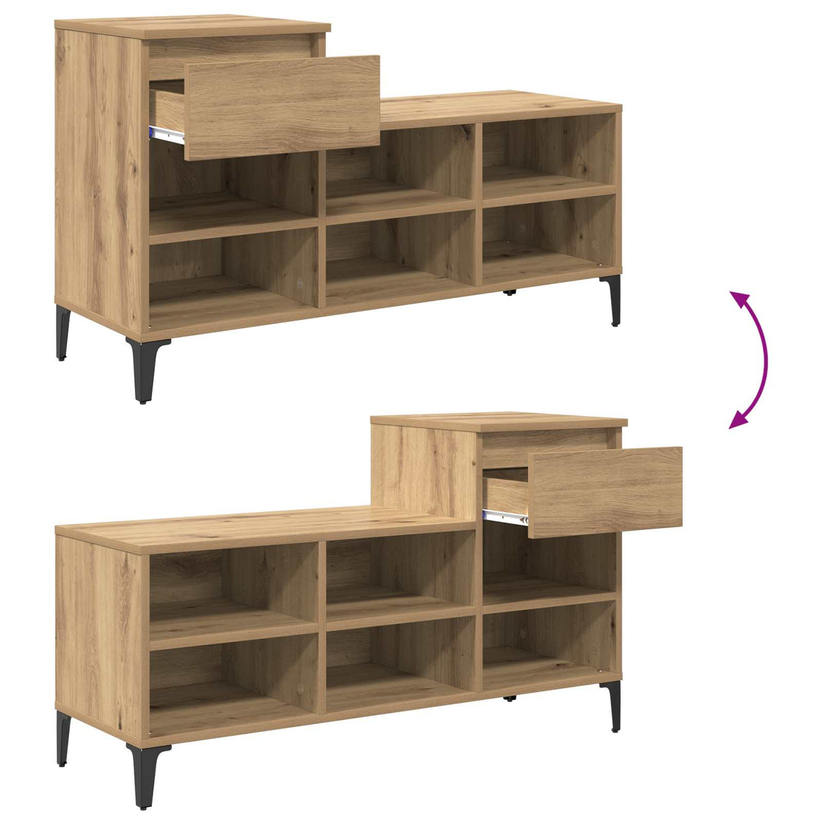 Sko skab 102 x 36 x 60 cm Konstrueret træ Artisan-eg