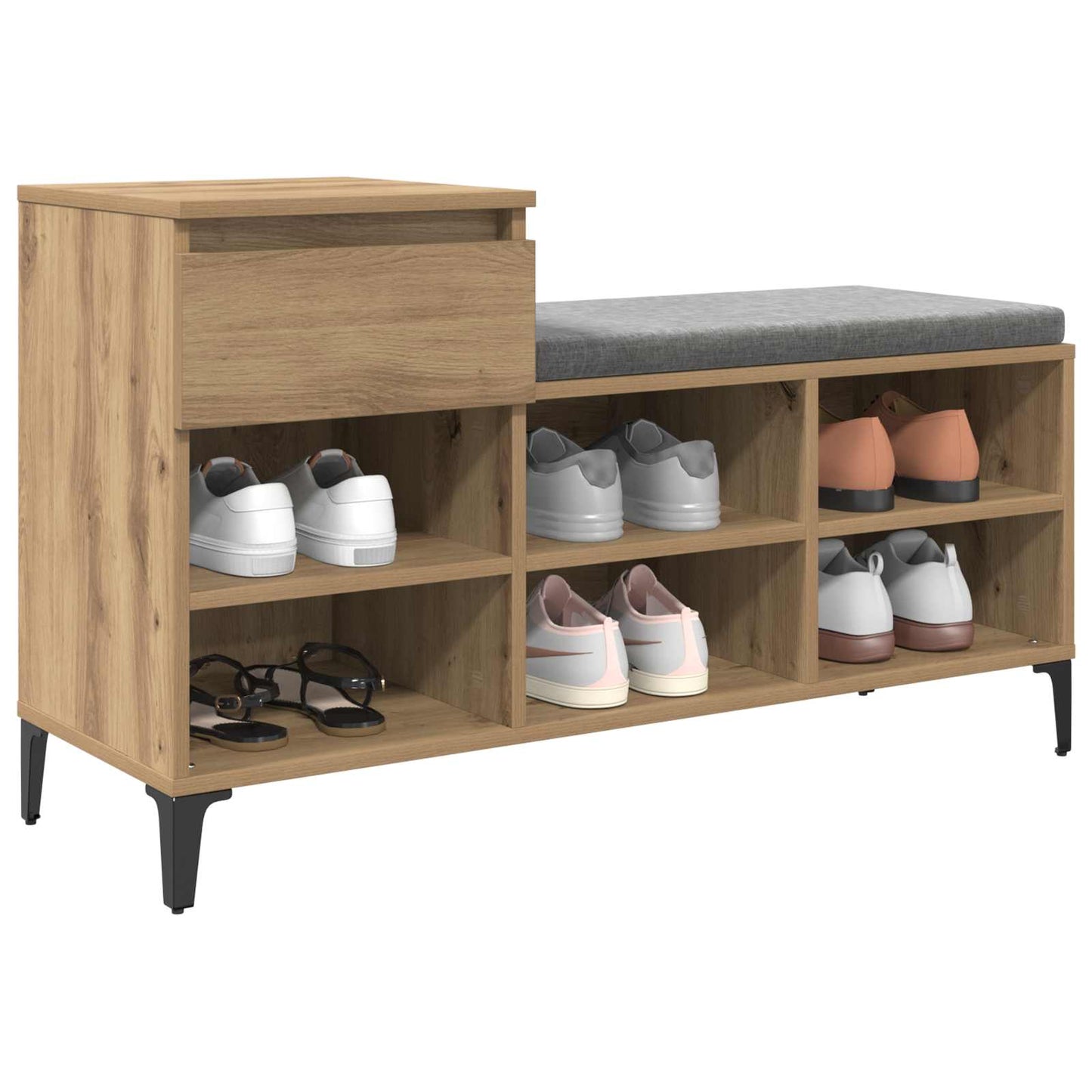 Sko skab 102 x 36 x 60 cm Konstrueret træ Artisan-eg