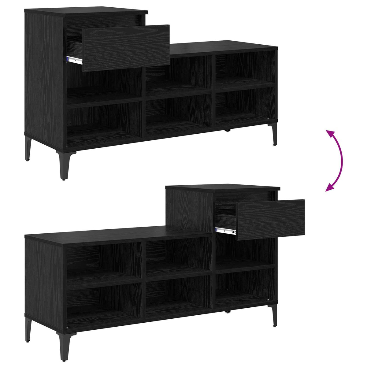 Sko skab 102 x 36 x 60 cm Konstrueret træ Sort eg