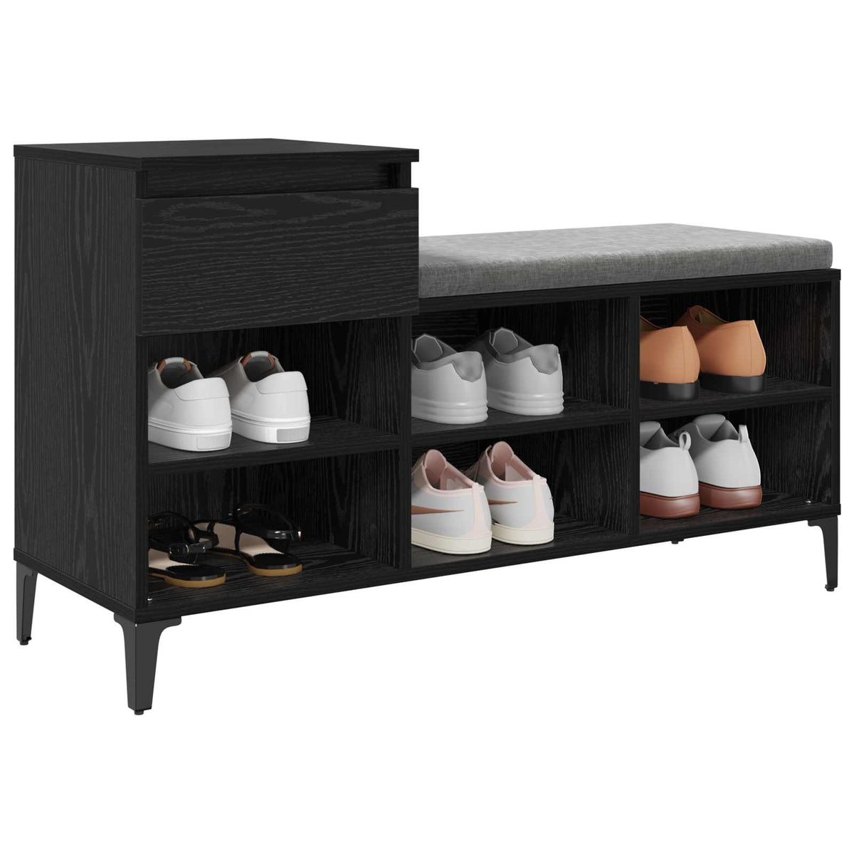 Sko skab 102 x 36 x 60 cm Konstrueret træ Sort eg