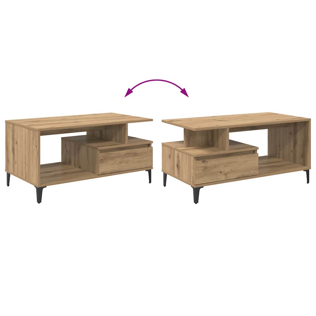 Sofabord Artisan Egetræ 90 x 49 x 45 cm Konstrueret træ