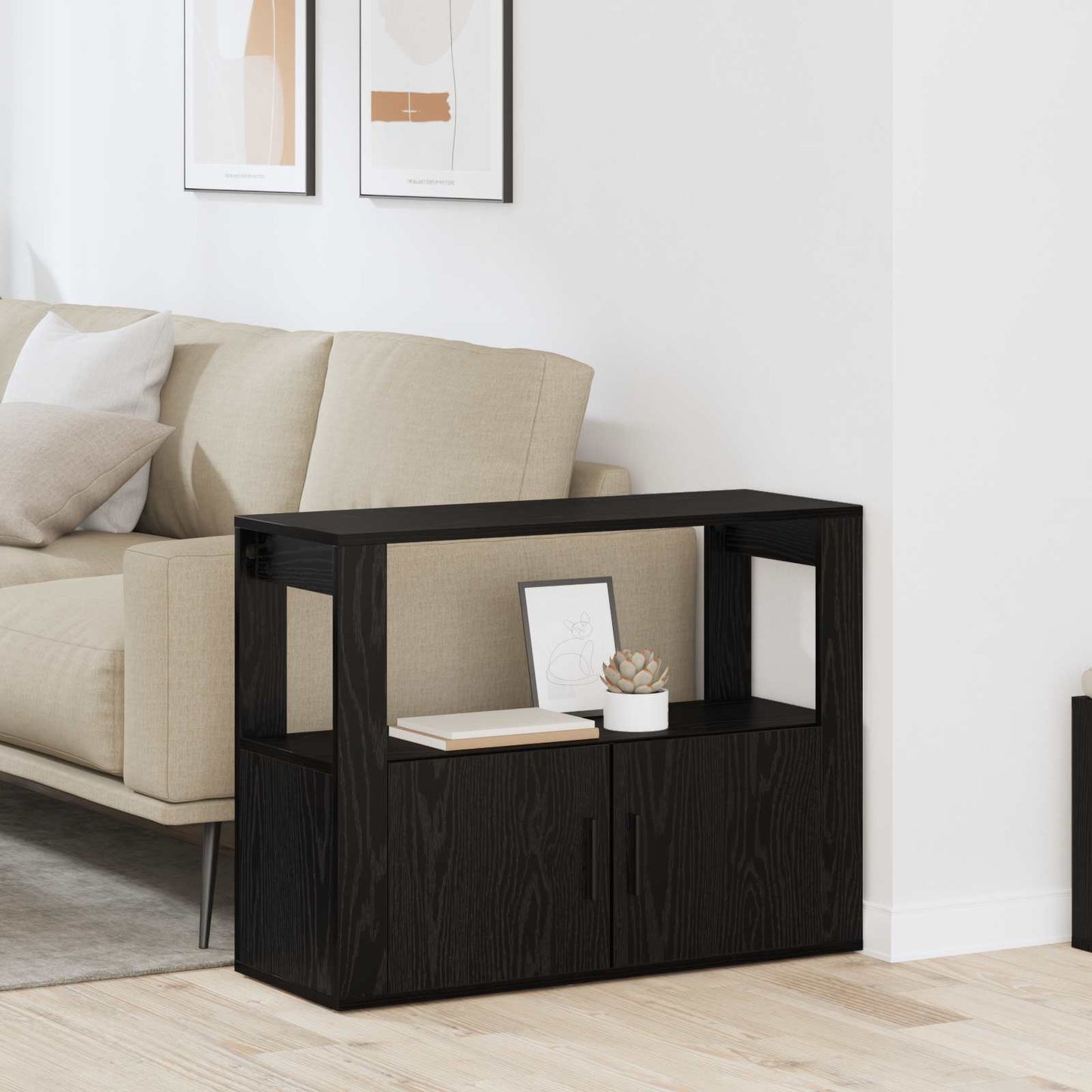 Sideboard Sort eg 80 x 30 x 60 cm Konstrueret træ