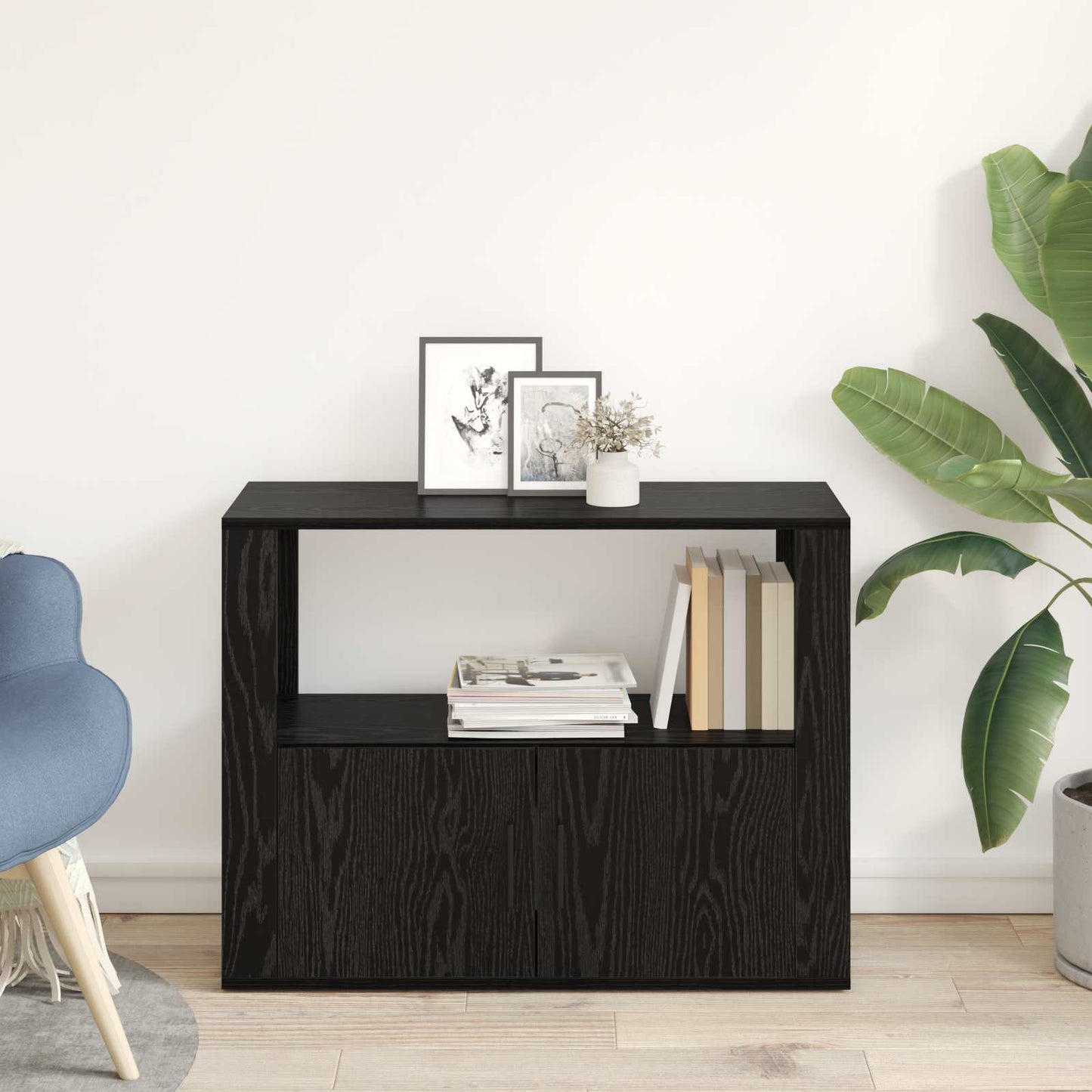 Sideboard Sort eg 80 x 30 x 60 cm Konstrueret træ