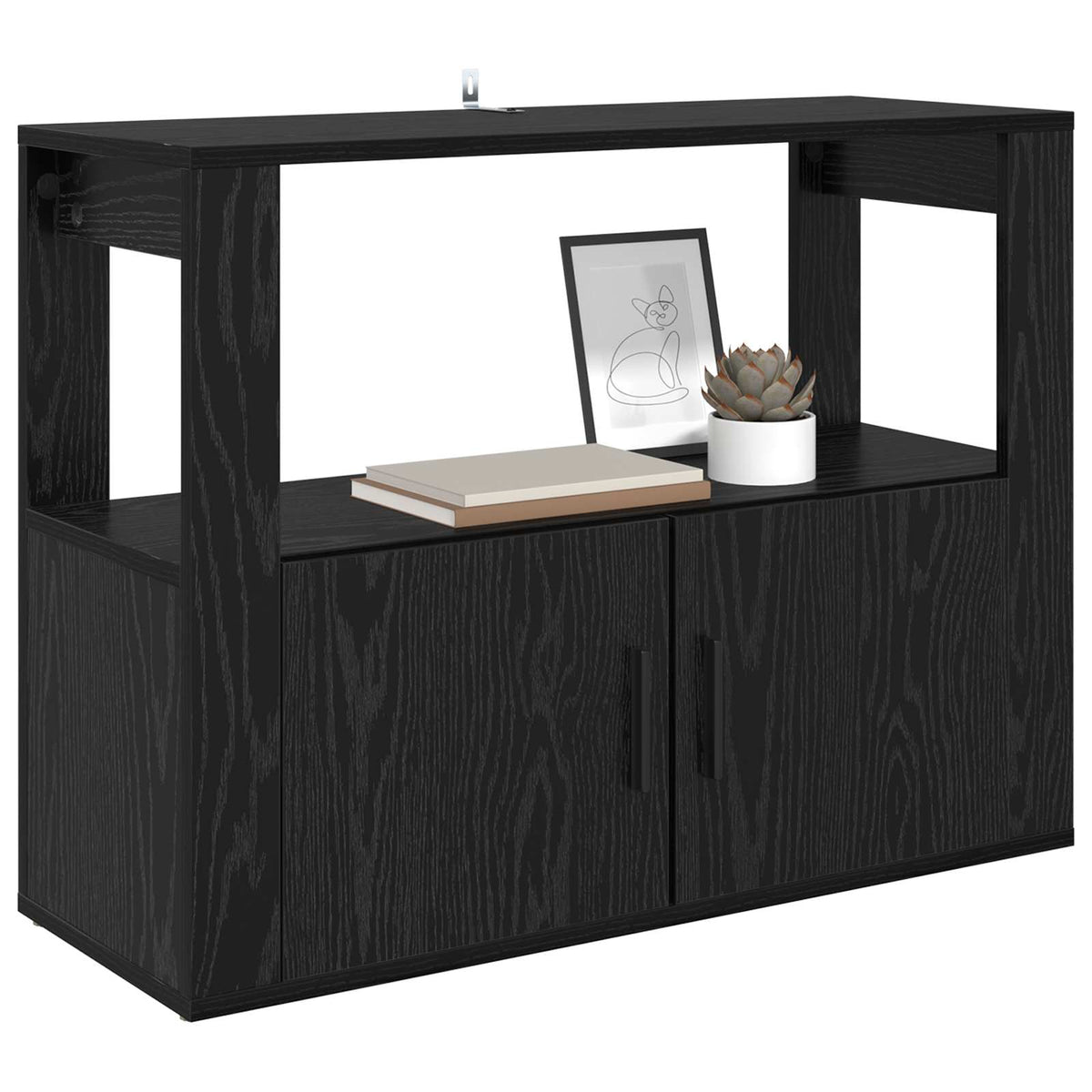 Sideboard Sort eg 80 x 30 x 60 cm Konstrueret træ