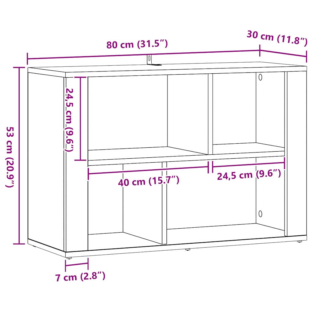 Sideboard Sort eg 80 x 30 x 53 cm Konstrueret træ
