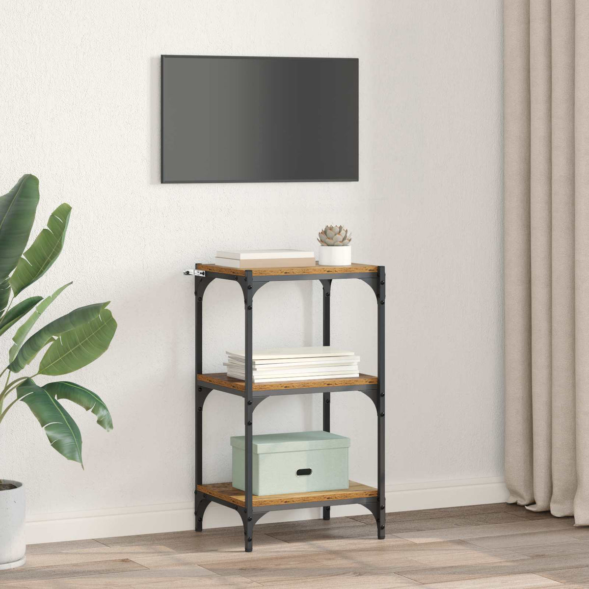 Bogskab Gammelt træ 40 x 33 x 70,5 cm Ingeniørt træ og jern