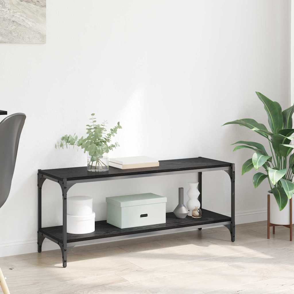 TV-skab Sort eg 100x33x41cm Ingeniørt træ og jern