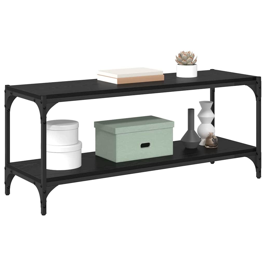 TV-skab Sort eg 100x33x41cm Ingeniørt træ og jern