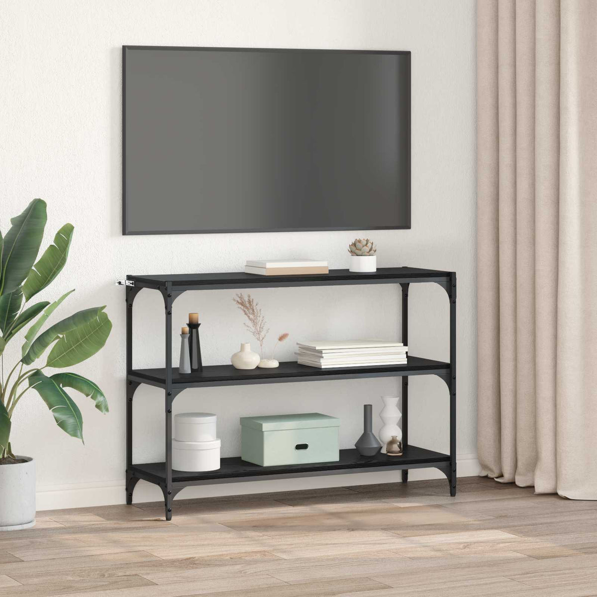 Bogskab Sort eg 100 x 33 x 70,5 cm Ingeniørt træ og jern