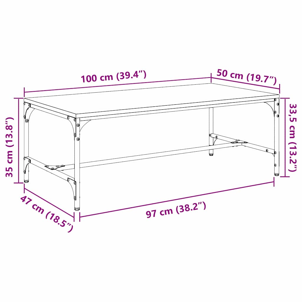 Sofabord Gammelt træ 100 x 50 x 35 cm Konstrueret træ