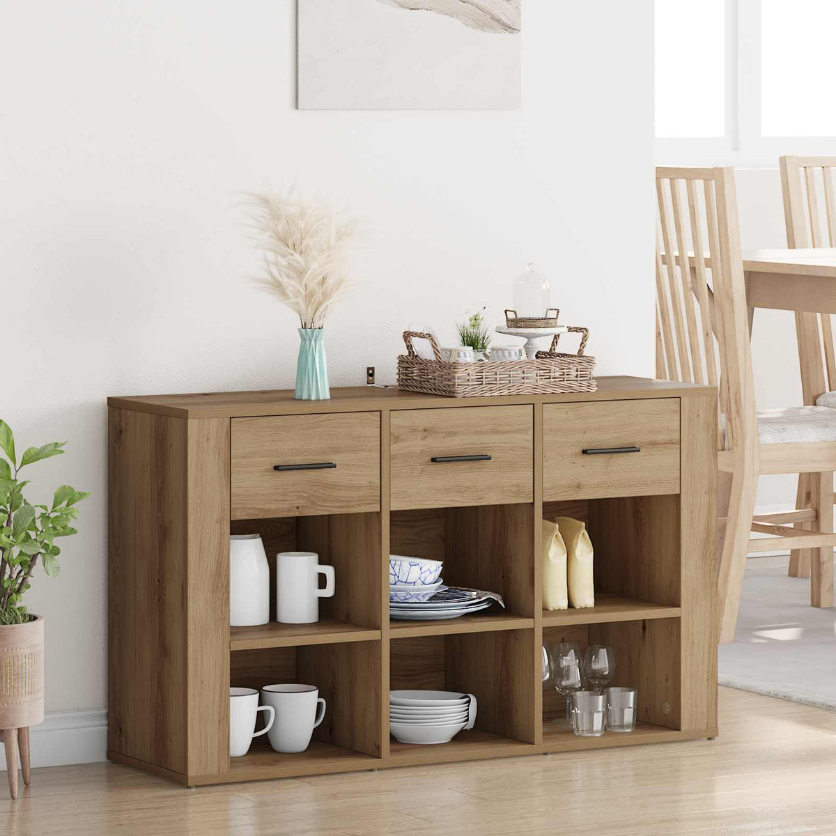 Sideboard Artisan Egetræ 100 x 30 x 59,5 cm Konstrueret træ