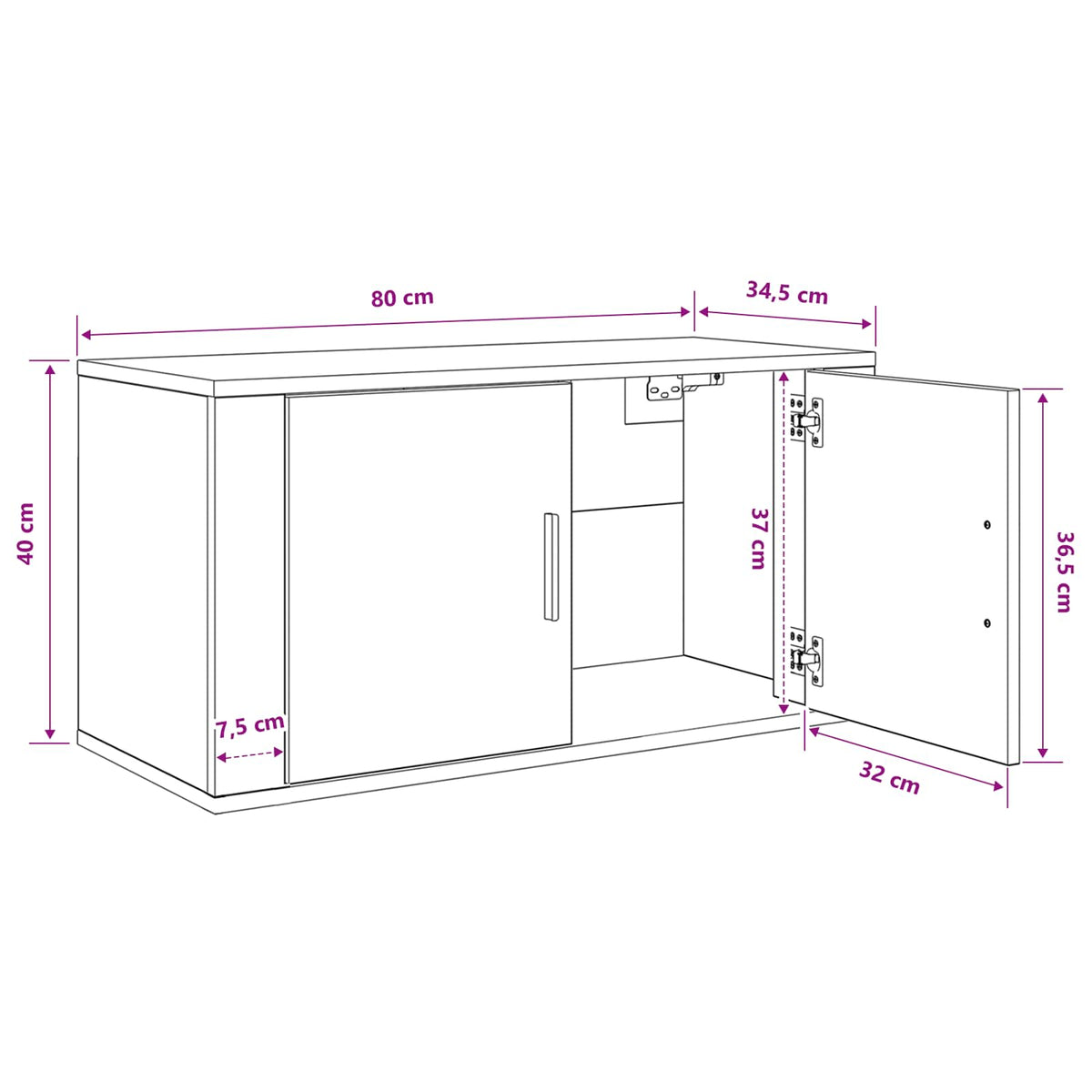 Vægmonteret TV Skab 80 x 34,5 x 40 cm Gammelt træ
