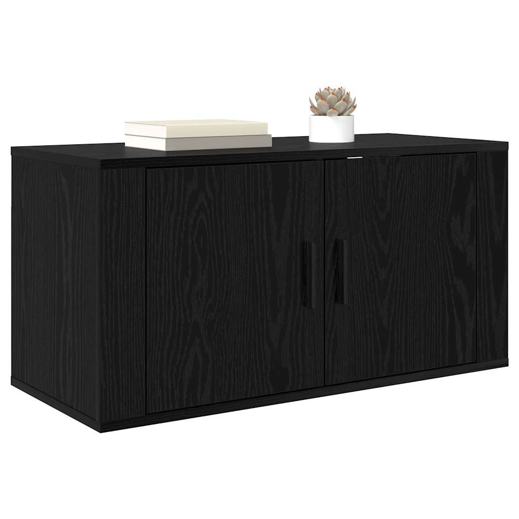 Vægmonteret TV Skab 80 x 34,5 x 40 cm Sort eg Konstrueret træ