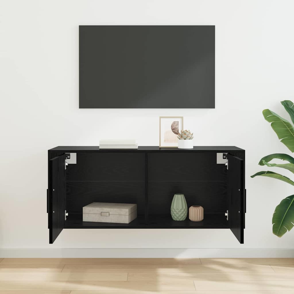 Vægmonteret TV Skab 100 x 34,5 x 40 cm Sort eg Konstrueret træ