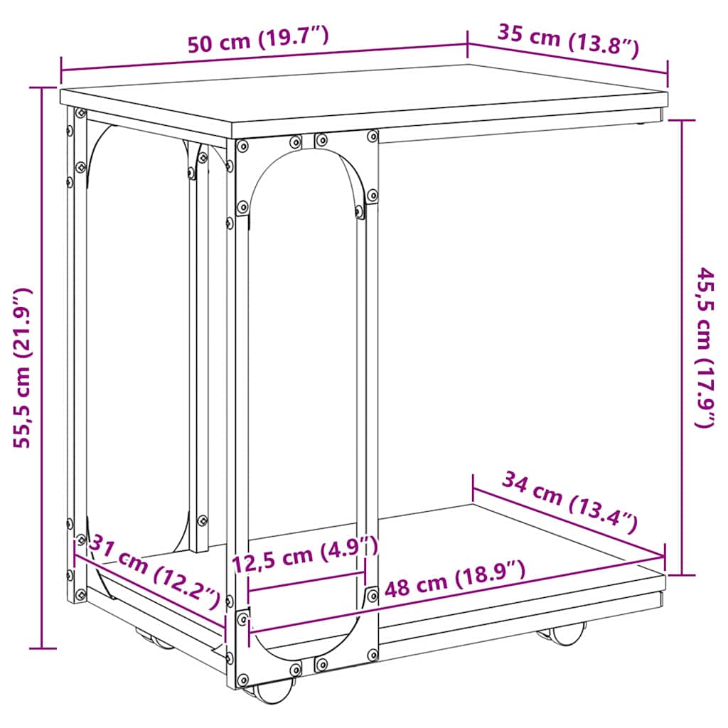 Sidebord Gammelt træ 50 x 35 x 55.5 cm Konstrueret træ