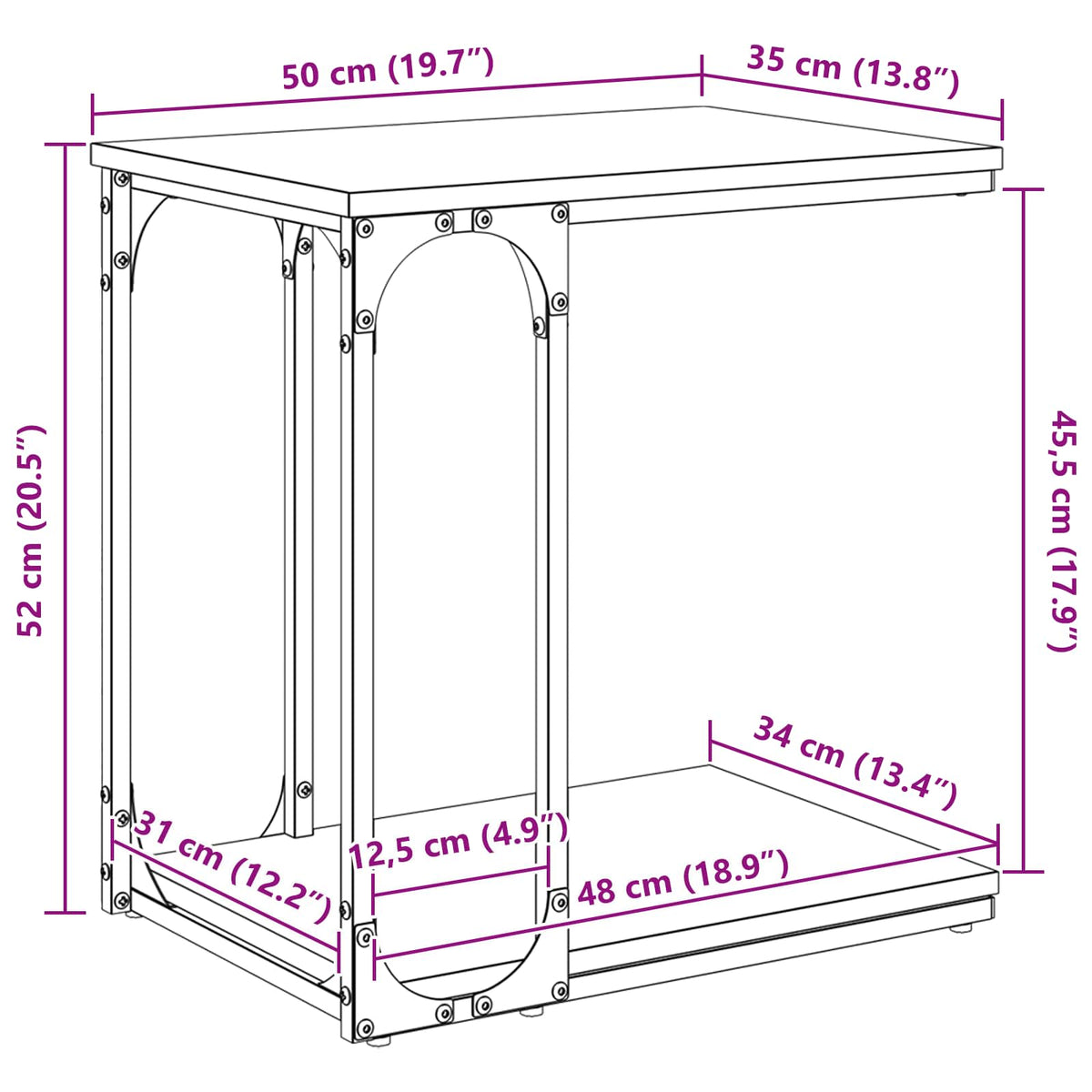 Sidebord Gammelt træ 50 x 35 x 52 cm Konstrueret træ