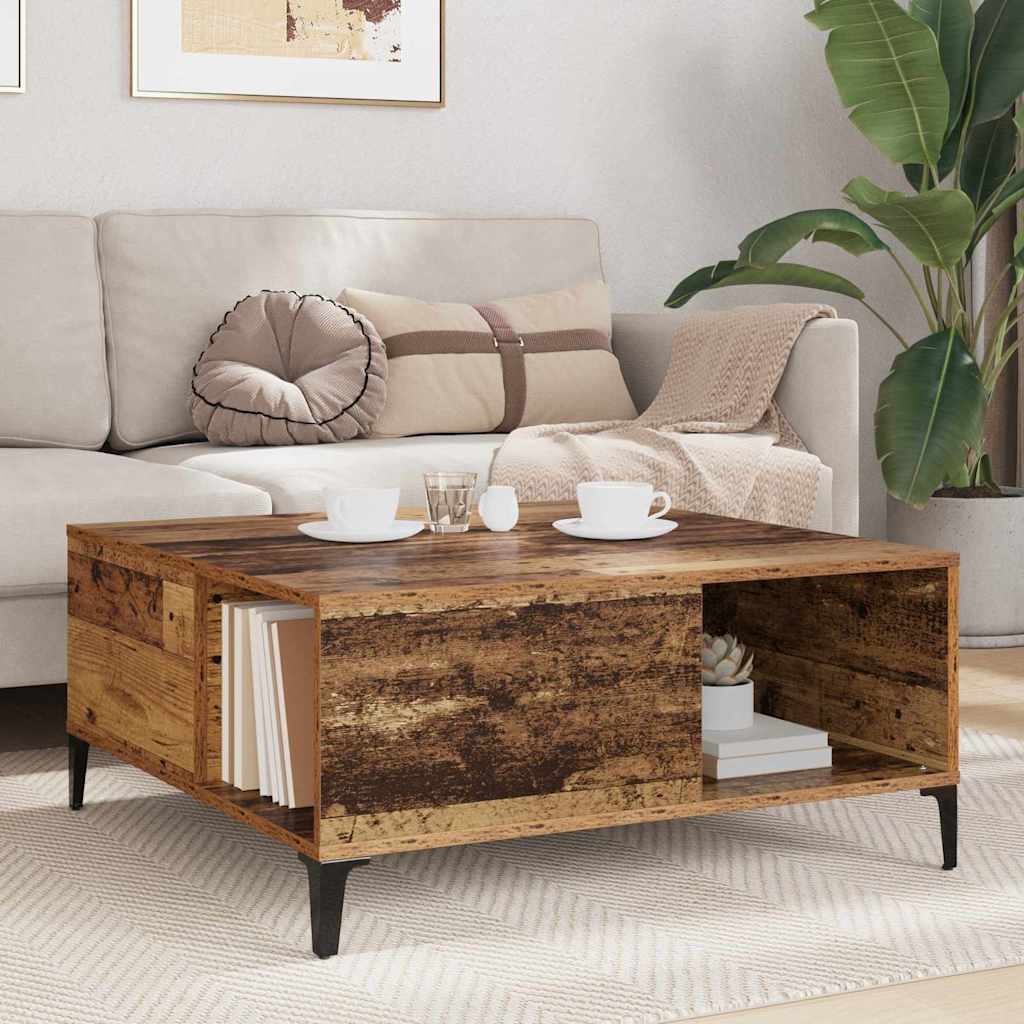 Sofabord Gammelt træ 80 x 80 x 36,5 cm Konstrueret træ