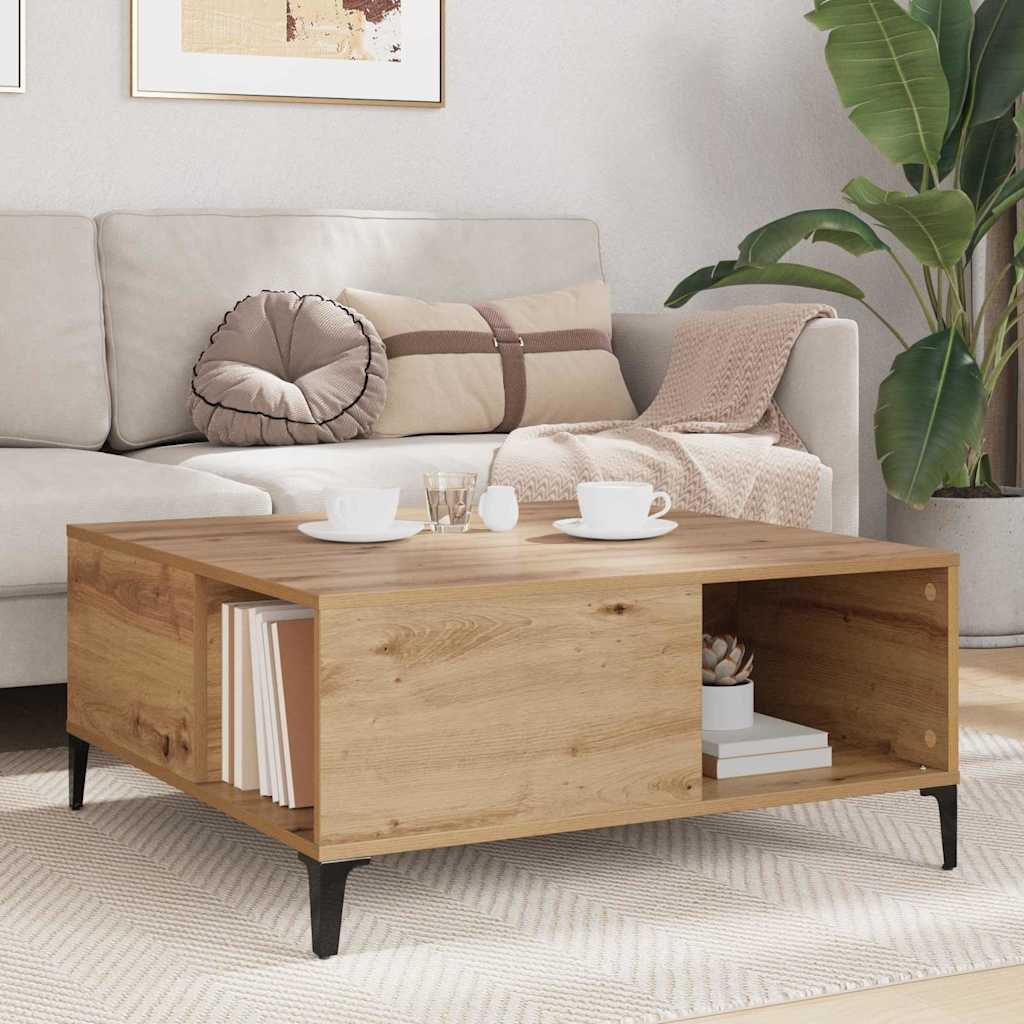 Sofabord Artisan Egetræ 80 x 80 x 36,5 cm Konstrueret træ