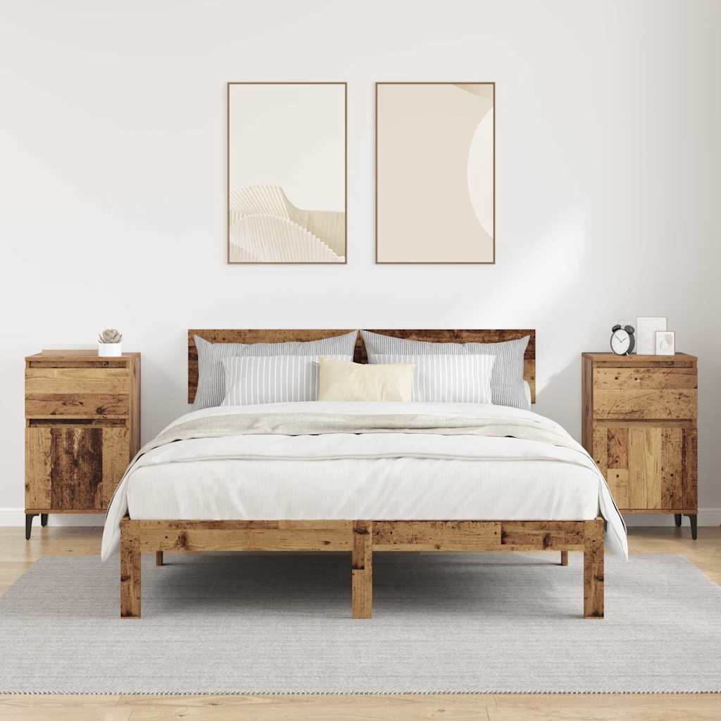 Natskab 2 stk. Gammelt træ 40 x 35 x 70 cm Konstrueret træ
