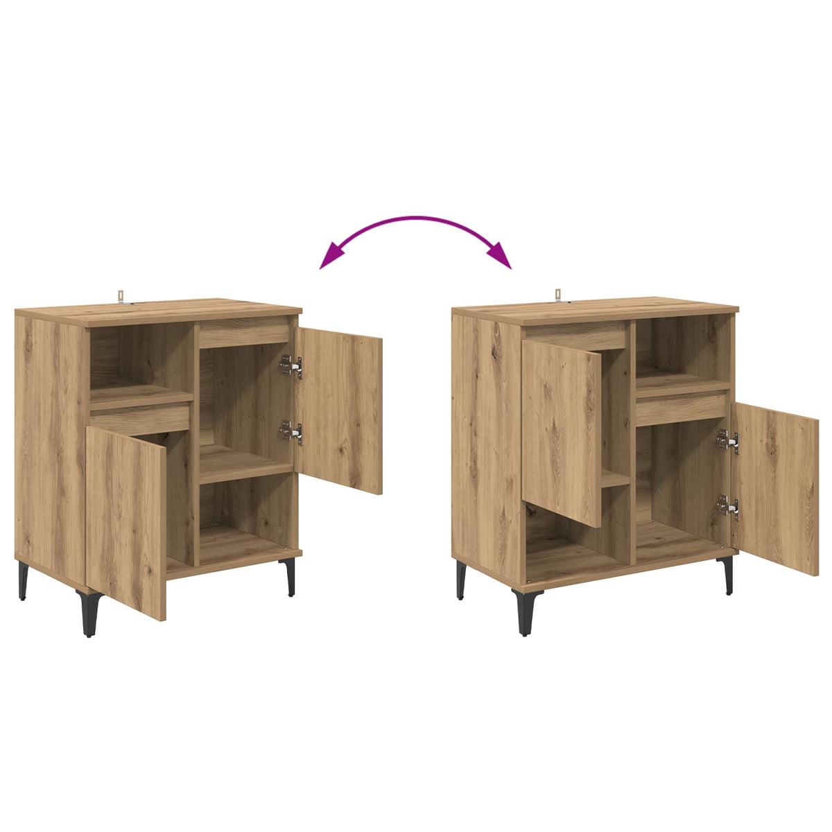 Sideboard Artisan Egetræ 60 x 35 x 70 cm Konstrueret træ