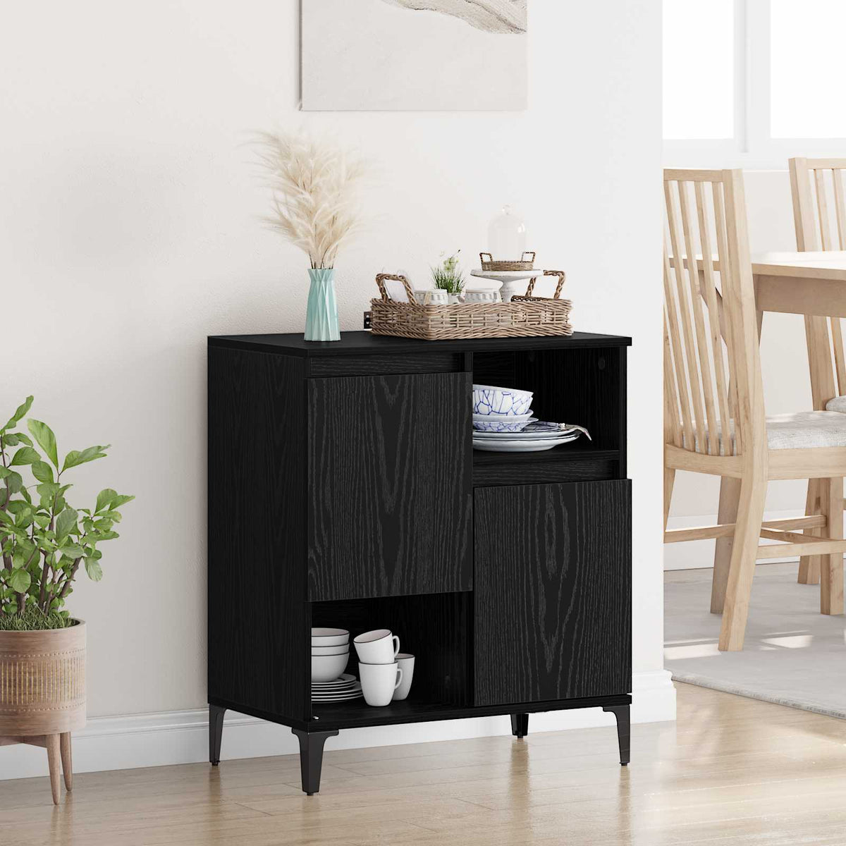 Sideboard Sort eg 60 x 35 x 70 cm Konstrueret træ