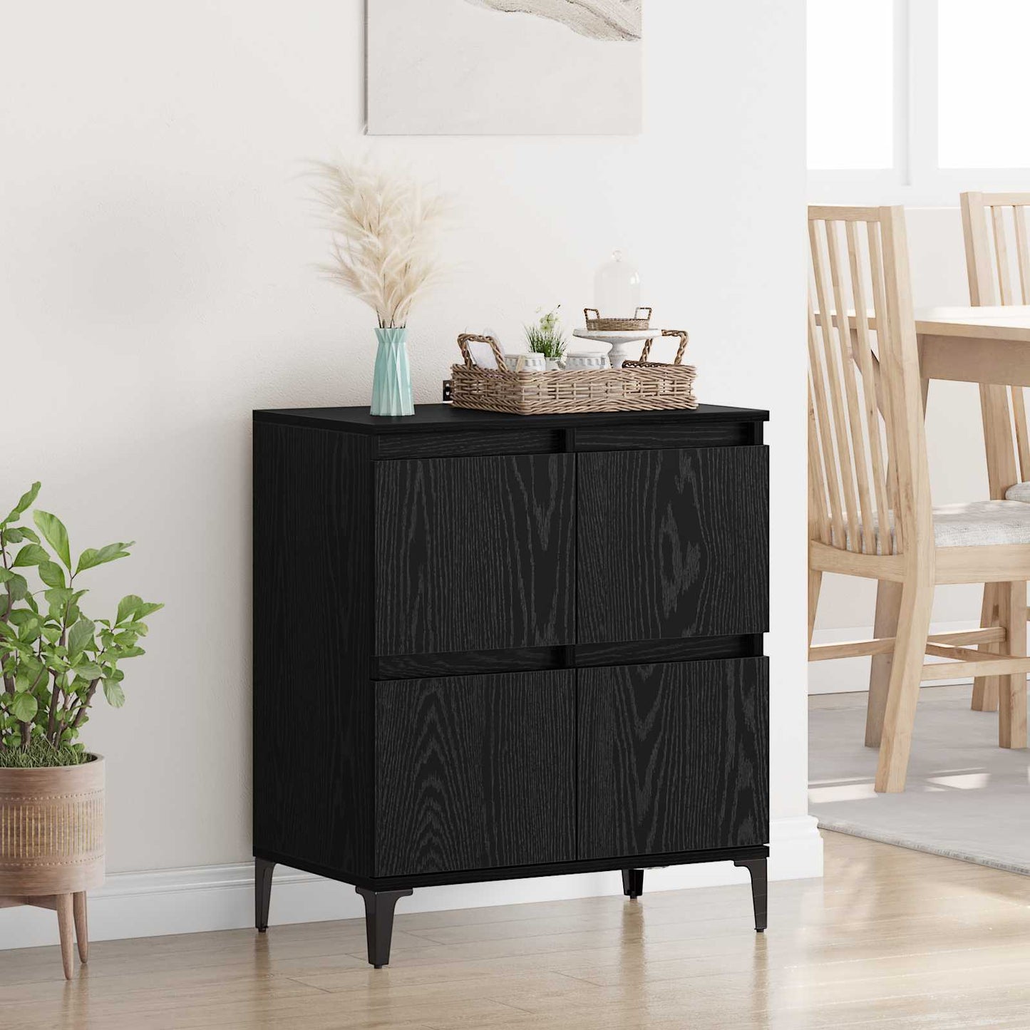 Sideboard Sort eg 60 x 35 x 70 cm Ingeniørt træ og jern
