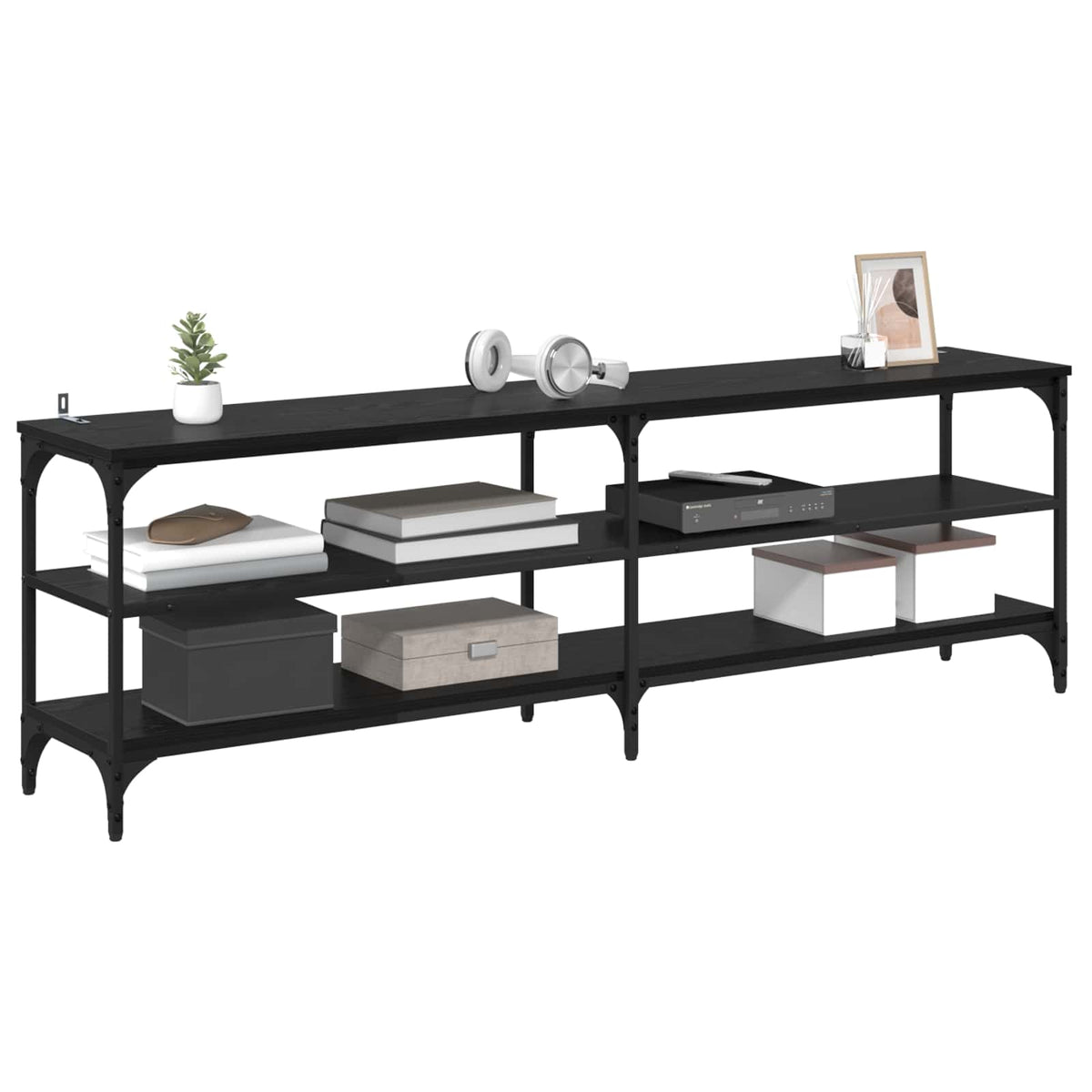 TV-skab 160 x 30 x 50 cm Sort eg Ingeniørt træ og jern