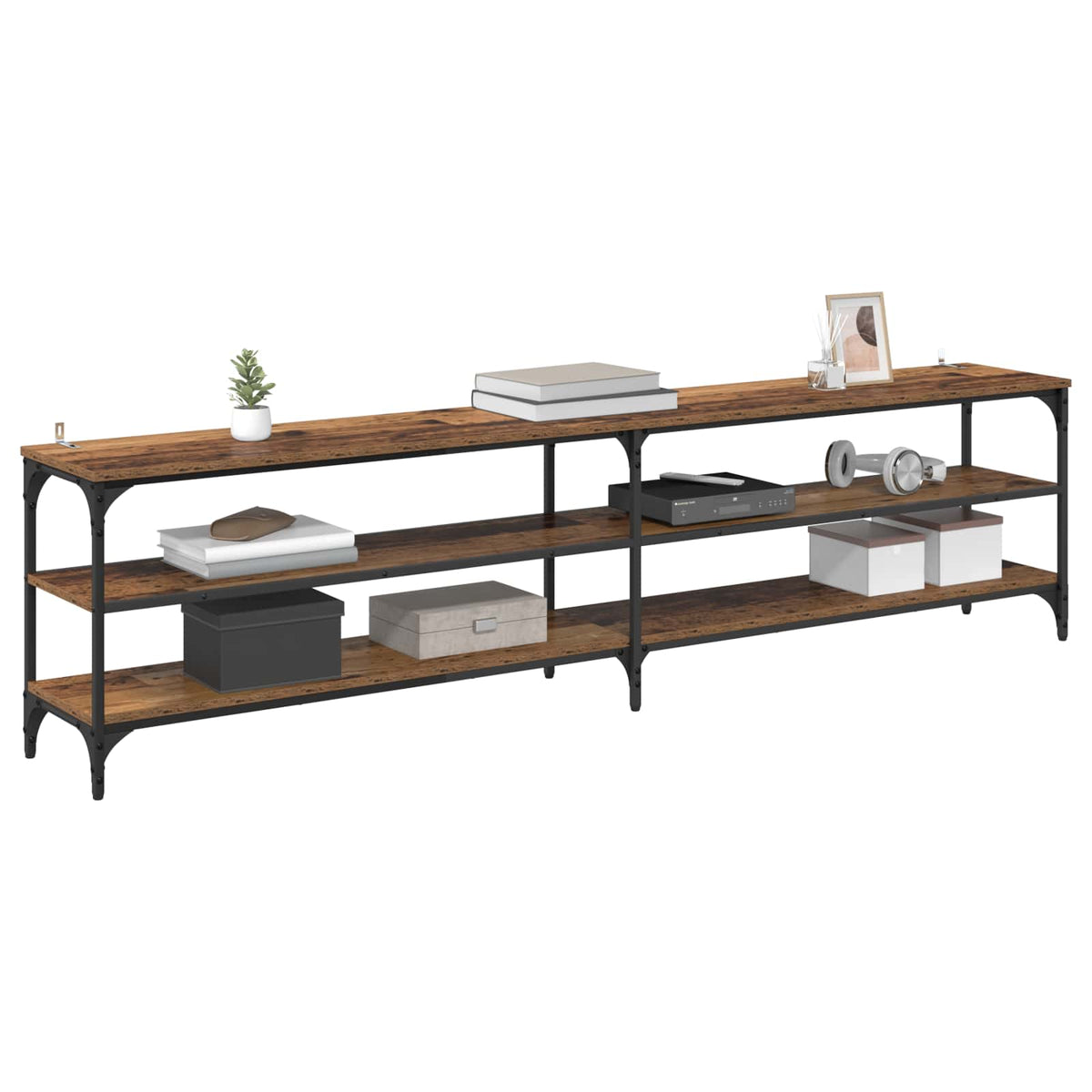 TV-skab 200 x 30 x 50 cm Gammelt træ Ingeniørt træ og jern