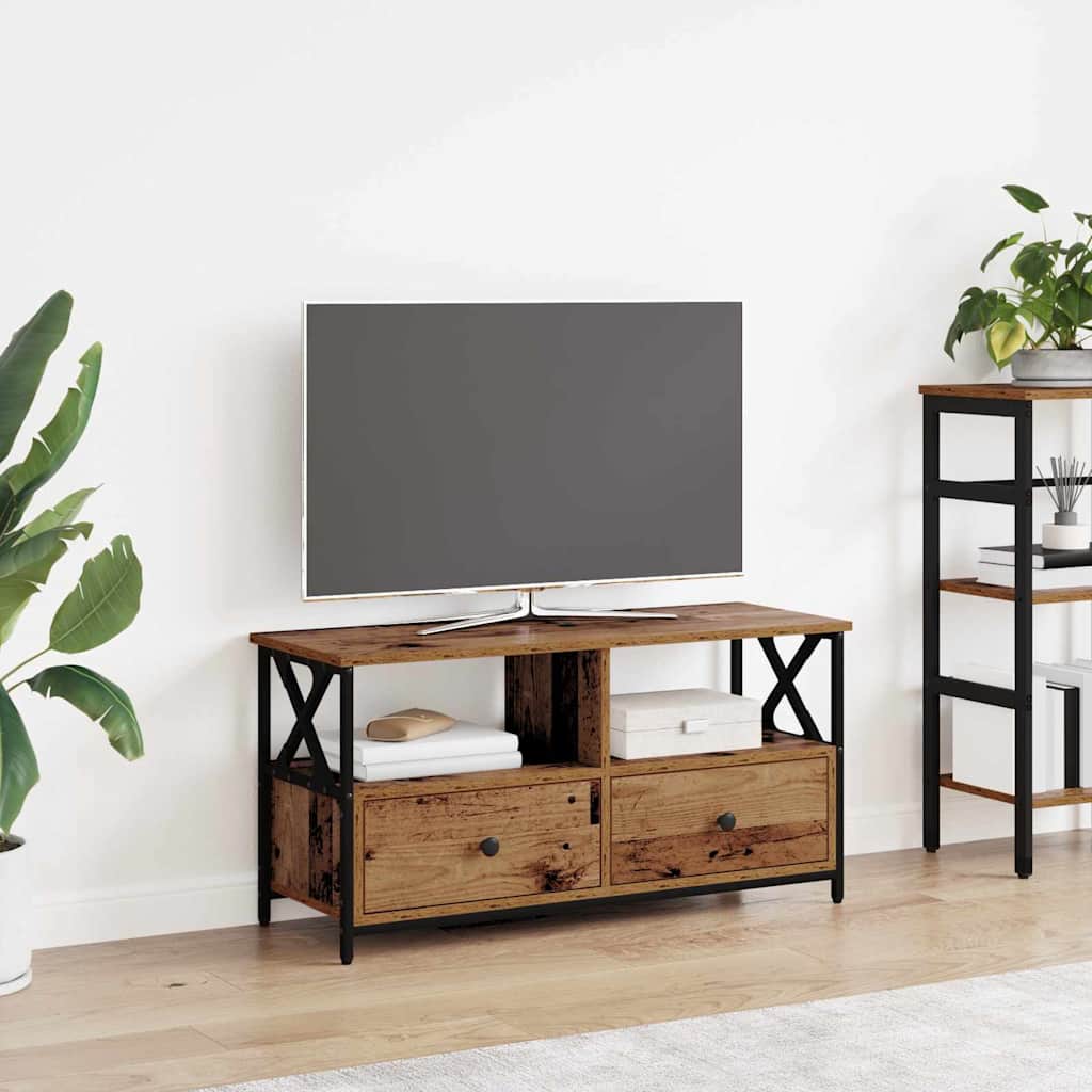 TV-skab Gammelt træ 90 x 33 x 45 cm Ingeniørtræ og stål