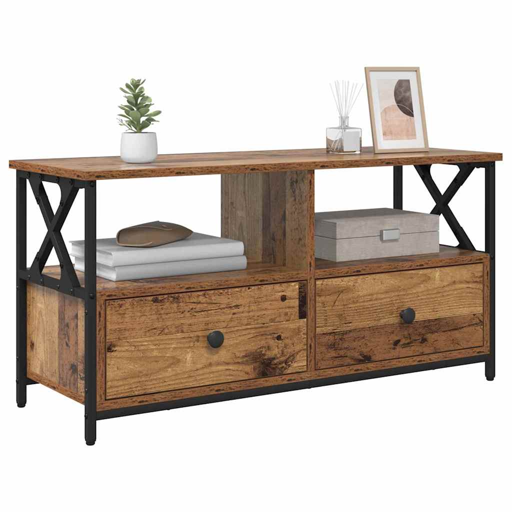 TV-skab Gammelt træ 90 x 33 x 45 cm Ingeniørtræ og stål