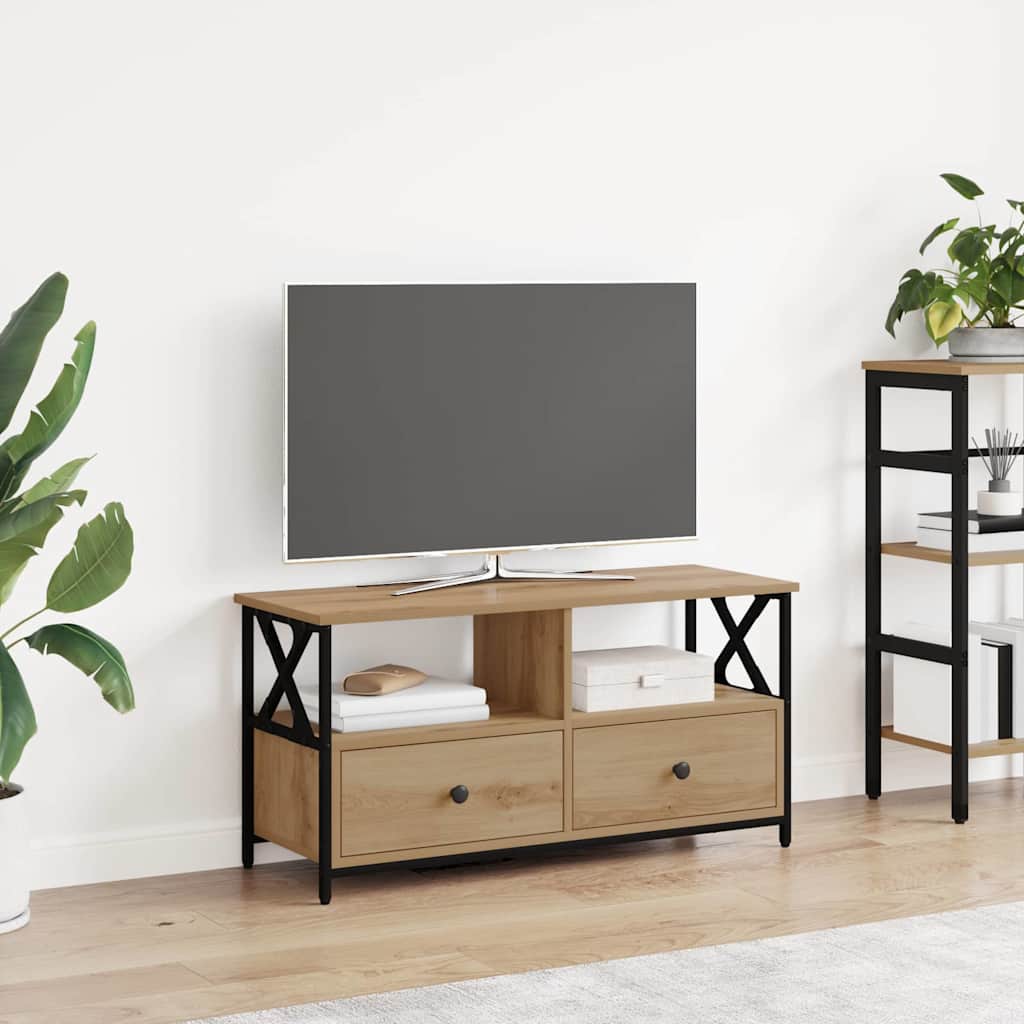 TV-skab 90 x 33 x 45 cm Artisan Egetræ Ingeniørtræ og stål