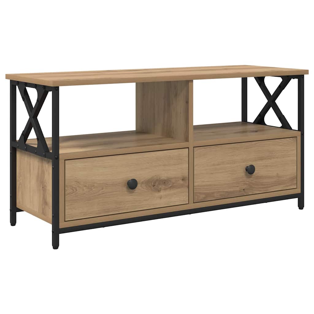 TV-skab 90 x 33 x 45 cm Artisan Egetræ Ingeniørtræ og stål