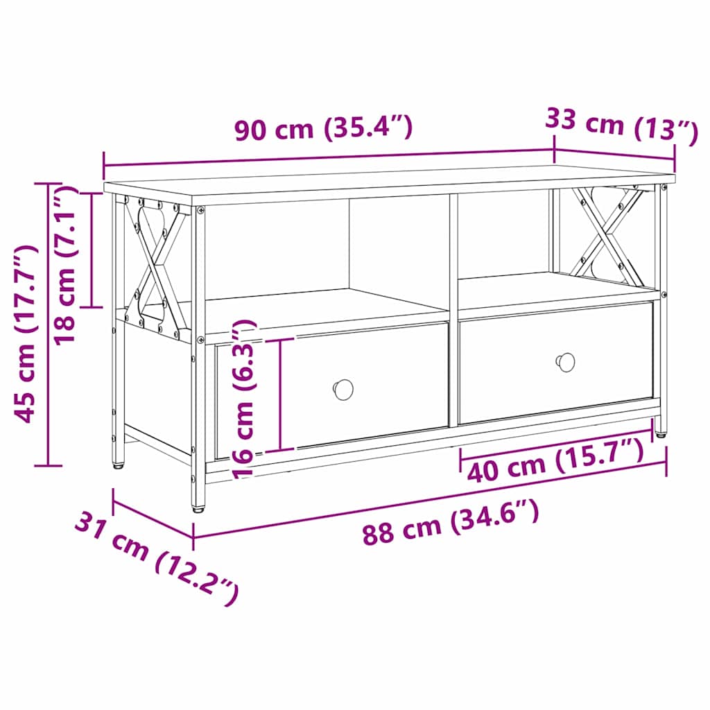 TV-skab 90 x 33 x 45 cm Artisan Egetræ Ingeniørtræ og stål