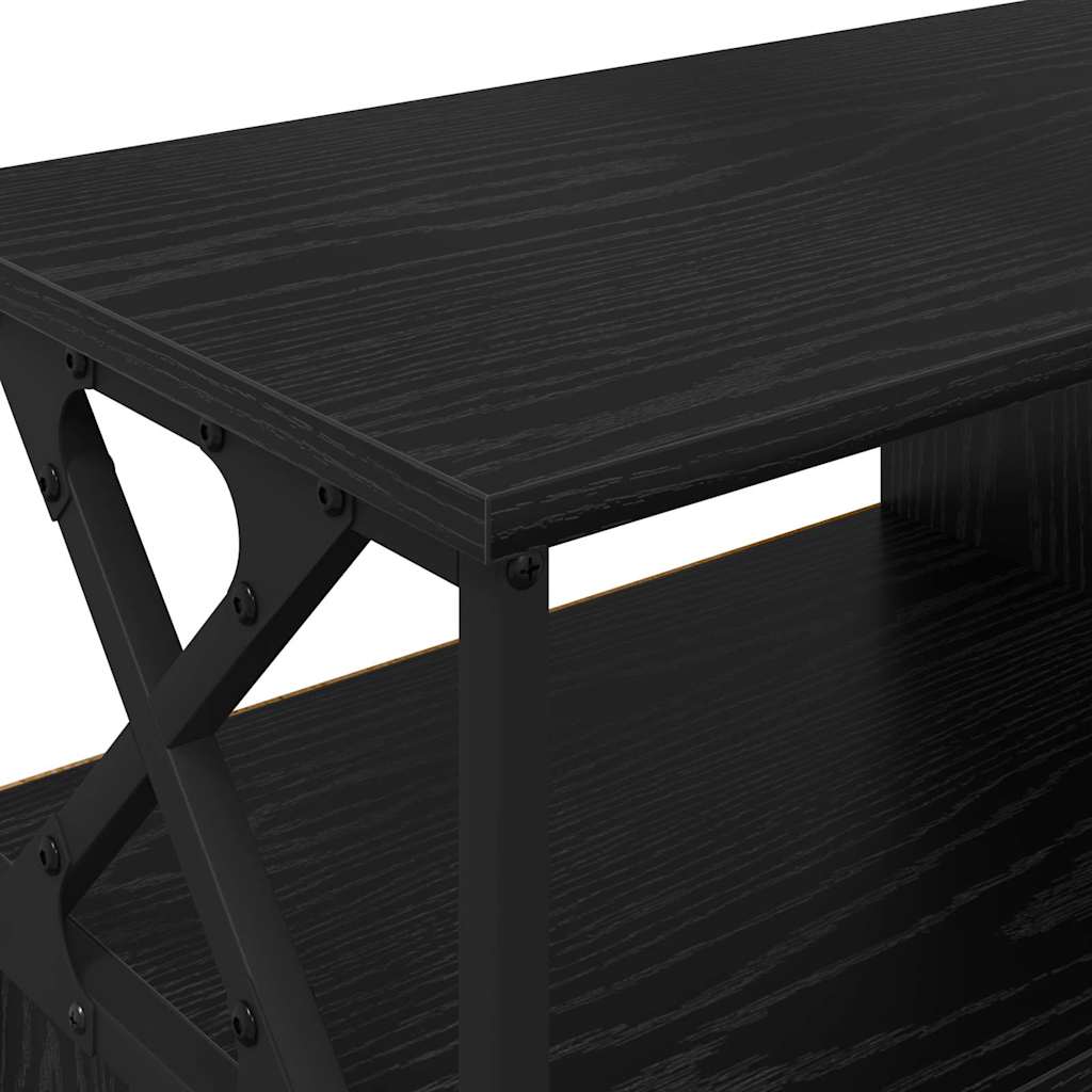 TV-skab med skuffe Sort eg 90 x 33 x 45 cm Ingeniørtræ og stål