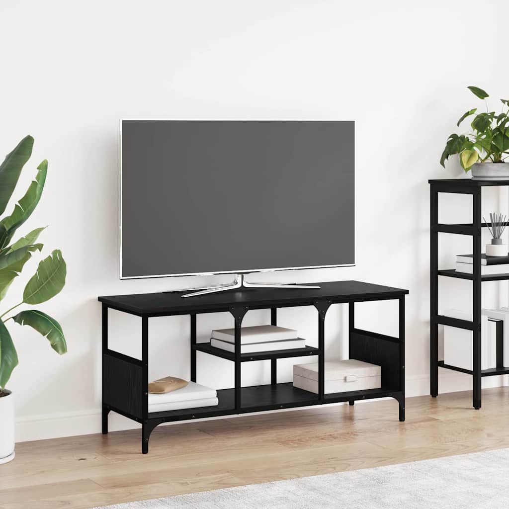 TV-skab Sort eg 100 x 35 x 45 cm Ingeniørt træ og jern
