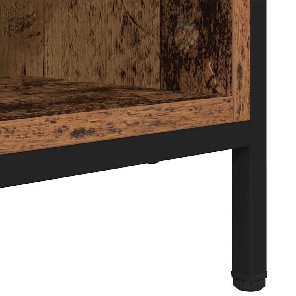 Sko skab 131 x 35 x 50 cm Ingeniørt træ og jern Gammelt træ