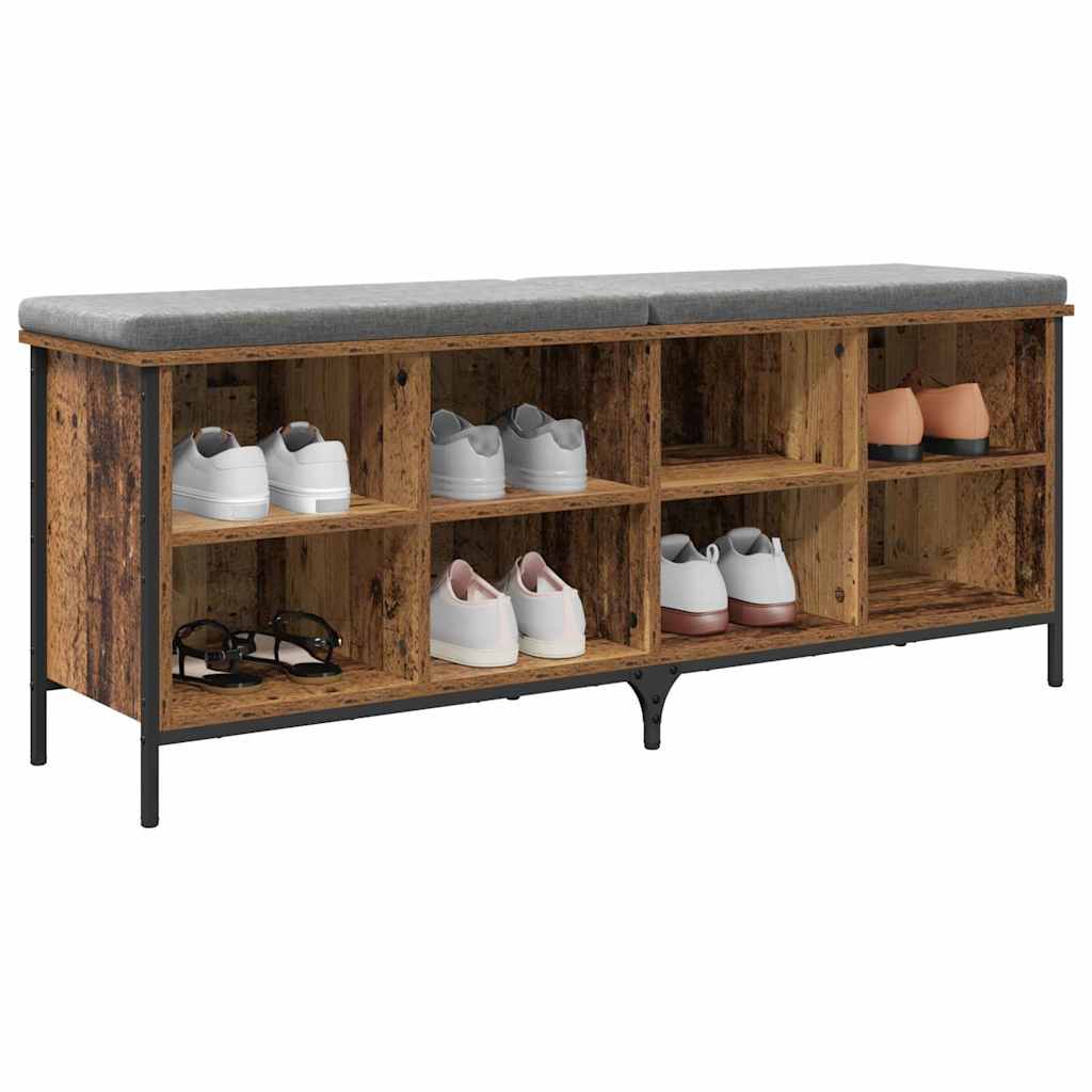 Sko skab 131 x 35 x 50 cm Ingeniørt træ og jern Gammelt træ