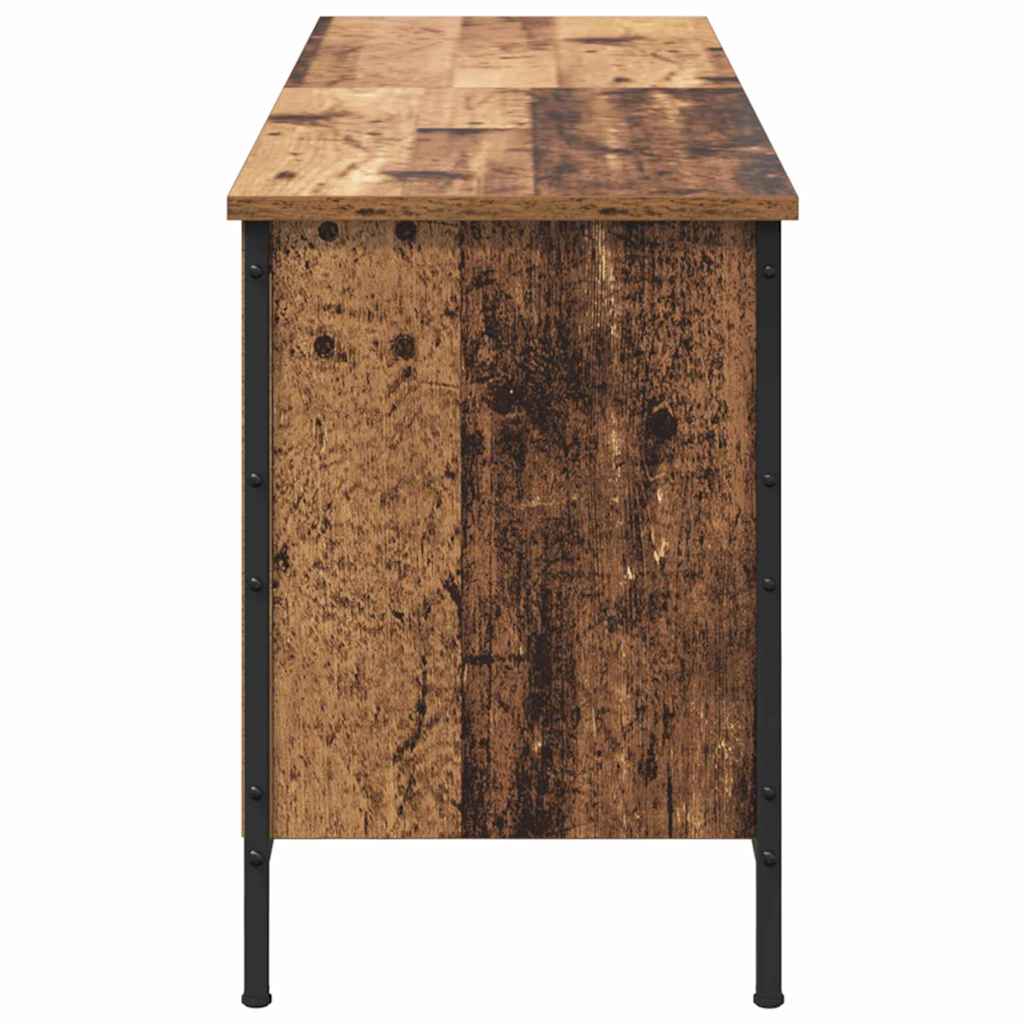 Sko skab 131 x 35 x 50 cm Ingeniørt træ og jern Gammelt træ