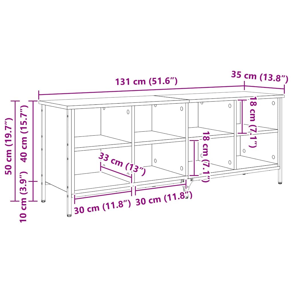 Sko skab 131 x 35 x 50 cm Ingeniørt træ og jern Gammelt træ