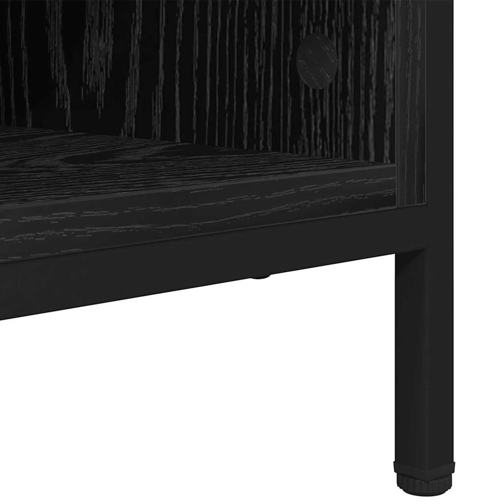Sko skab 131 x 35 x 50 cm Ingeniørt træ og jern Sort eg