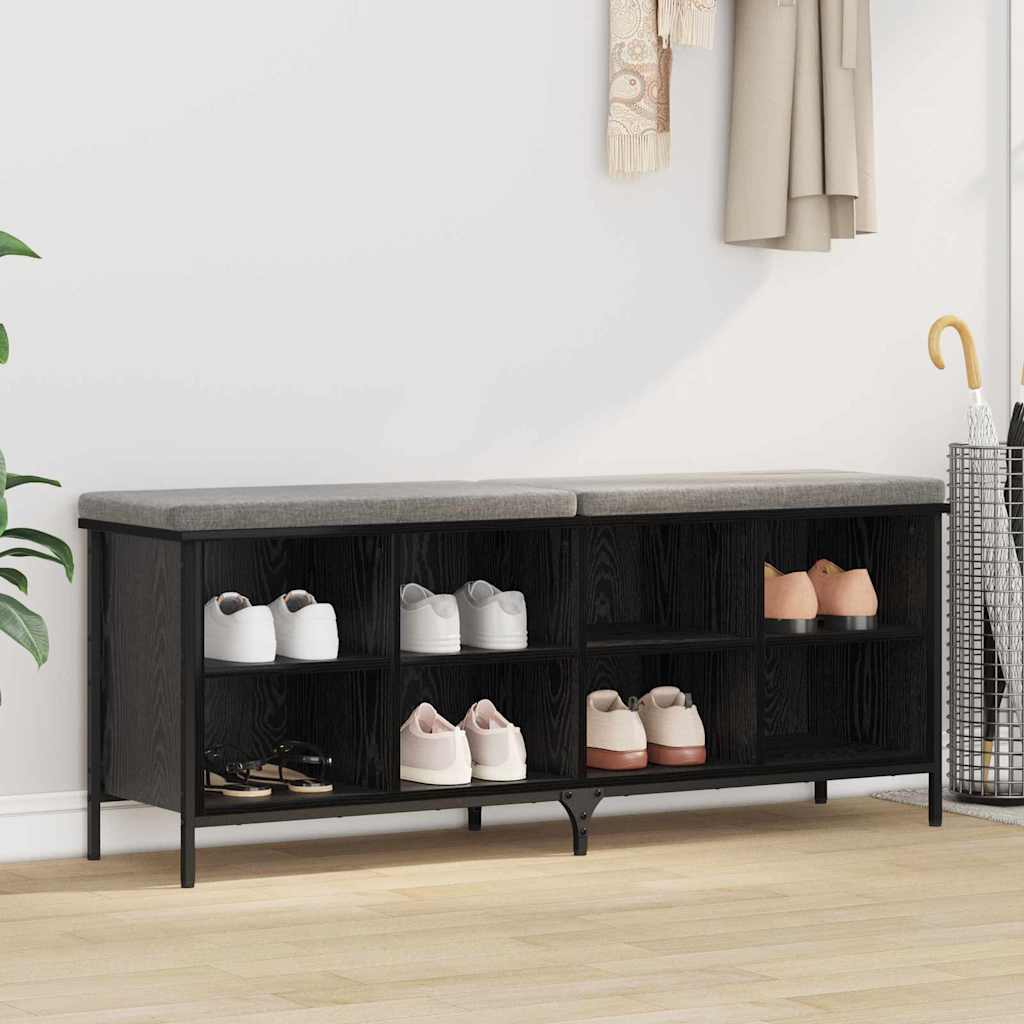 Sko skab 131 x 35 x 50 cm Ingeniørt træ og jern Sort eg