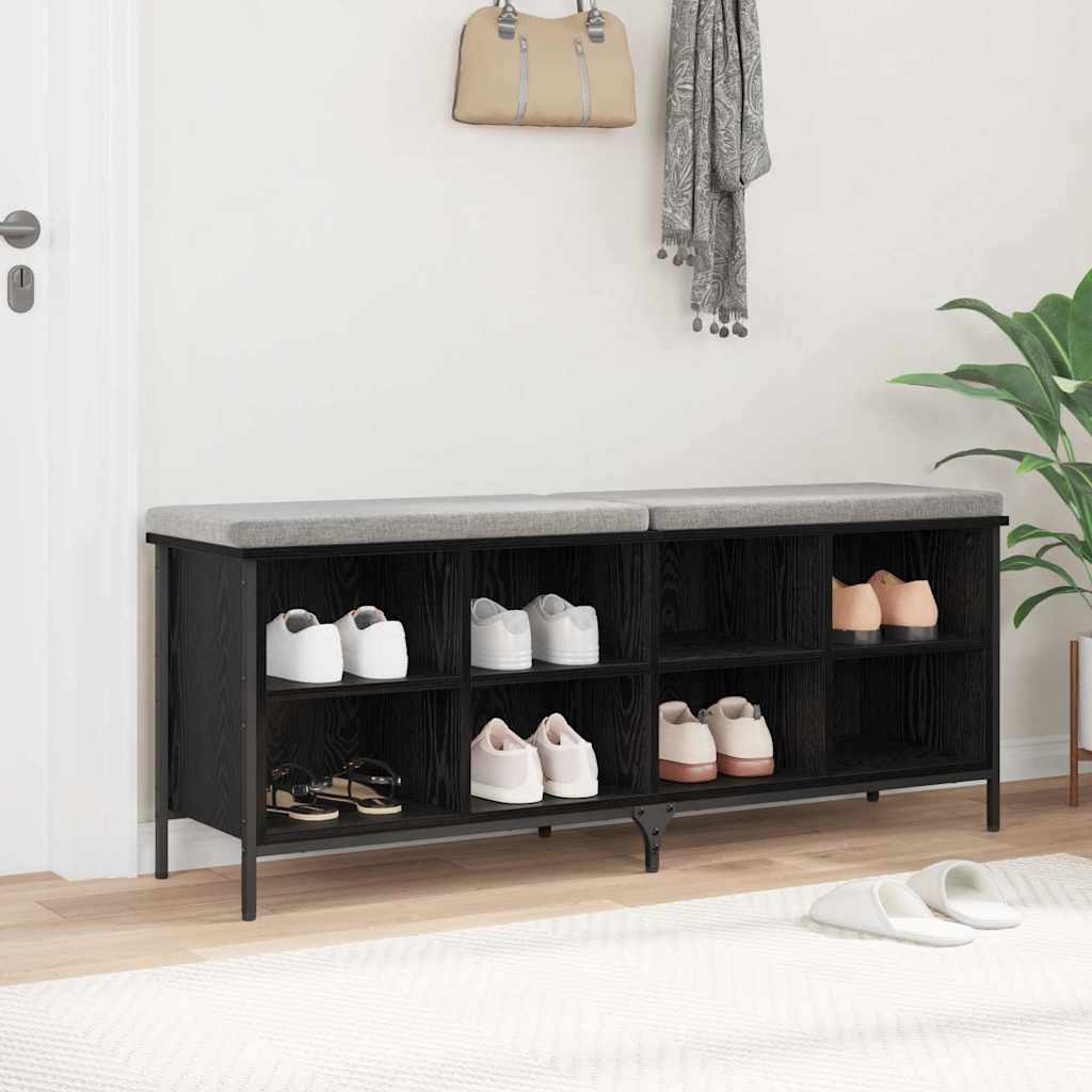 Sko skab 131 x 35 x 50 cm Ingeniørt træ og jern Sort eg
