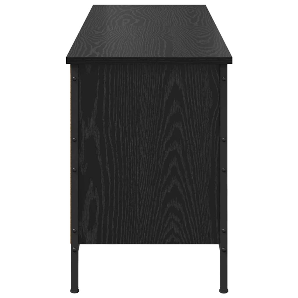 Sko skab 131 x 35 x 50 cm Ingeniørt træ og jern Sort eg
