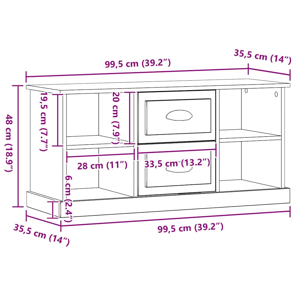 TV-skab 99,5 x 35,5 x 48 cm Sort eg Konstrueret træ