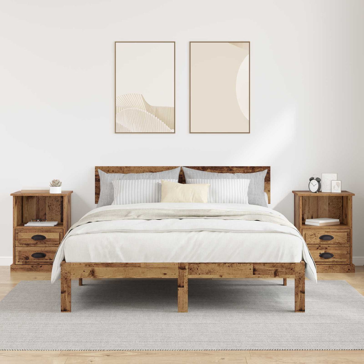 Natskab 2 stk. Gammelt træ 36 x 43 x 60 cm Konstrueret træ