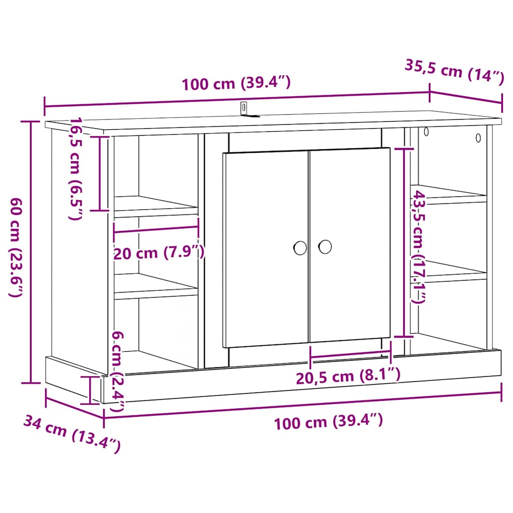 Sideboard Artisan Egetræ 100 x 35,5 x 60 cm Konstrueret træ