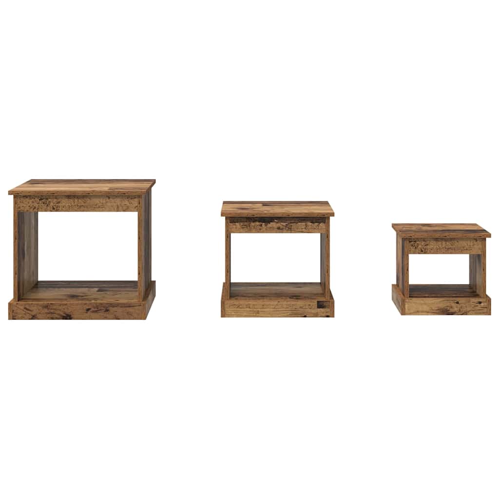 Sofabord 3 stk. Gammelt træ 48 x 45 x 45 cm Konstrueret træ
