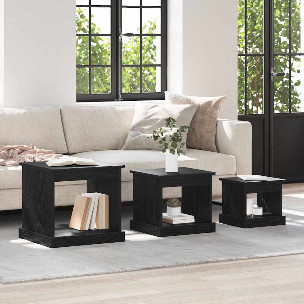 Sofabord 3 stk. Sort eg 48 x 45 x 45 cm Konstrueret træ
