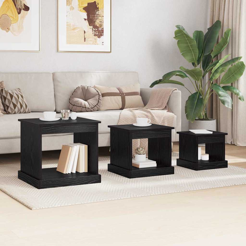 Sofabord 3 stk. Sort eg 48 x 45 x 45 cm Konstrueret træ